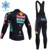Fietskleding (Fietsshirt Lange Mouw + Lange Koersbroek) 2024 BORA-Hansgrohe Bull Winter Thermal Fleece - Zwart - Rood